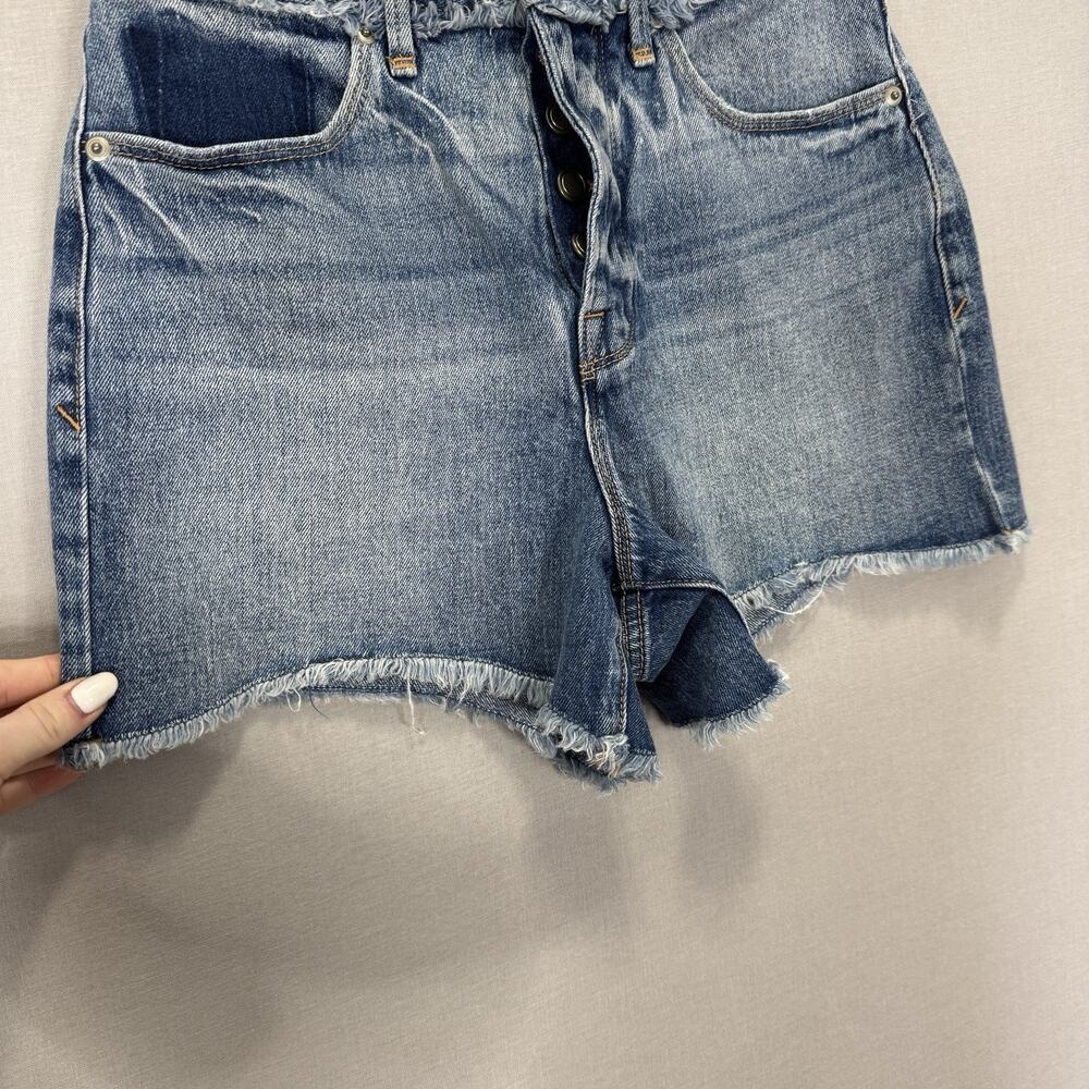 Good American Denim Jean Shorts Women 25 Blue Bombshell Shadow Pocket Button Fly - Picture 4 of 13